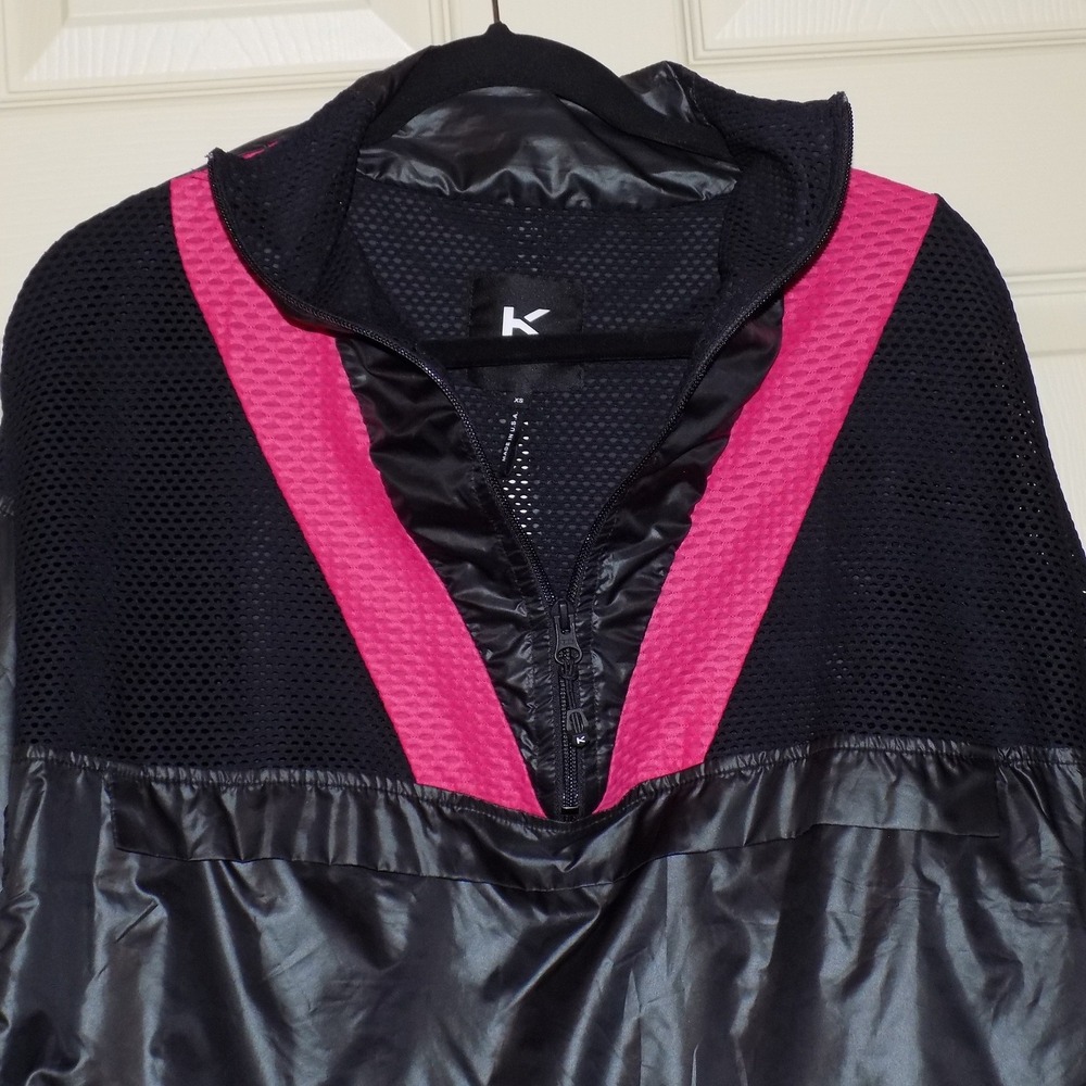 Koral Windbreaker Pullover Womens XS Black Pink Mesh Quarter Zip Jacket - Picture 2 of 7
